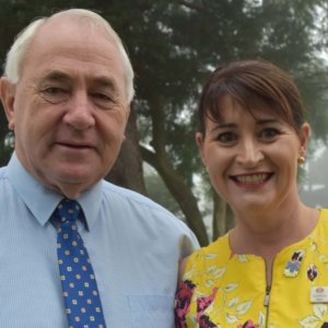 Toowoomba Regional Council Mayor Cr Paul Antonio & CEO of Sunrise Way Wendy Agar.